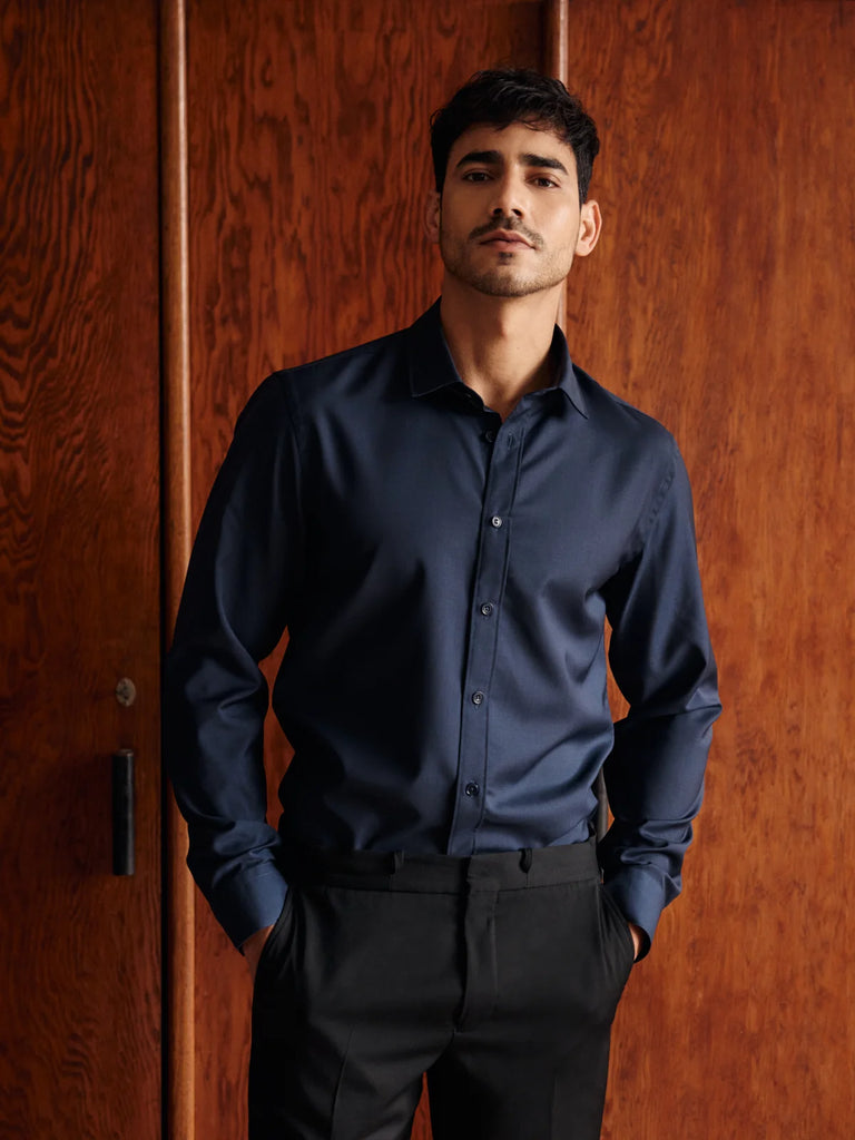 WOLK - Merino Wool Shirt for men in navy - made in Europe – Wolk