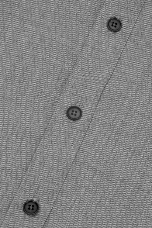 black corrozo buttons on merino wool shirt in grey ottoman