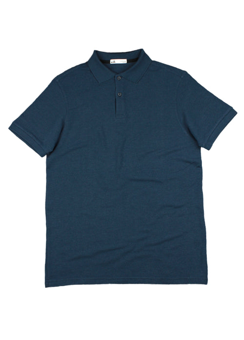 short sleeve merino wool polo from Wolk in navy blue color