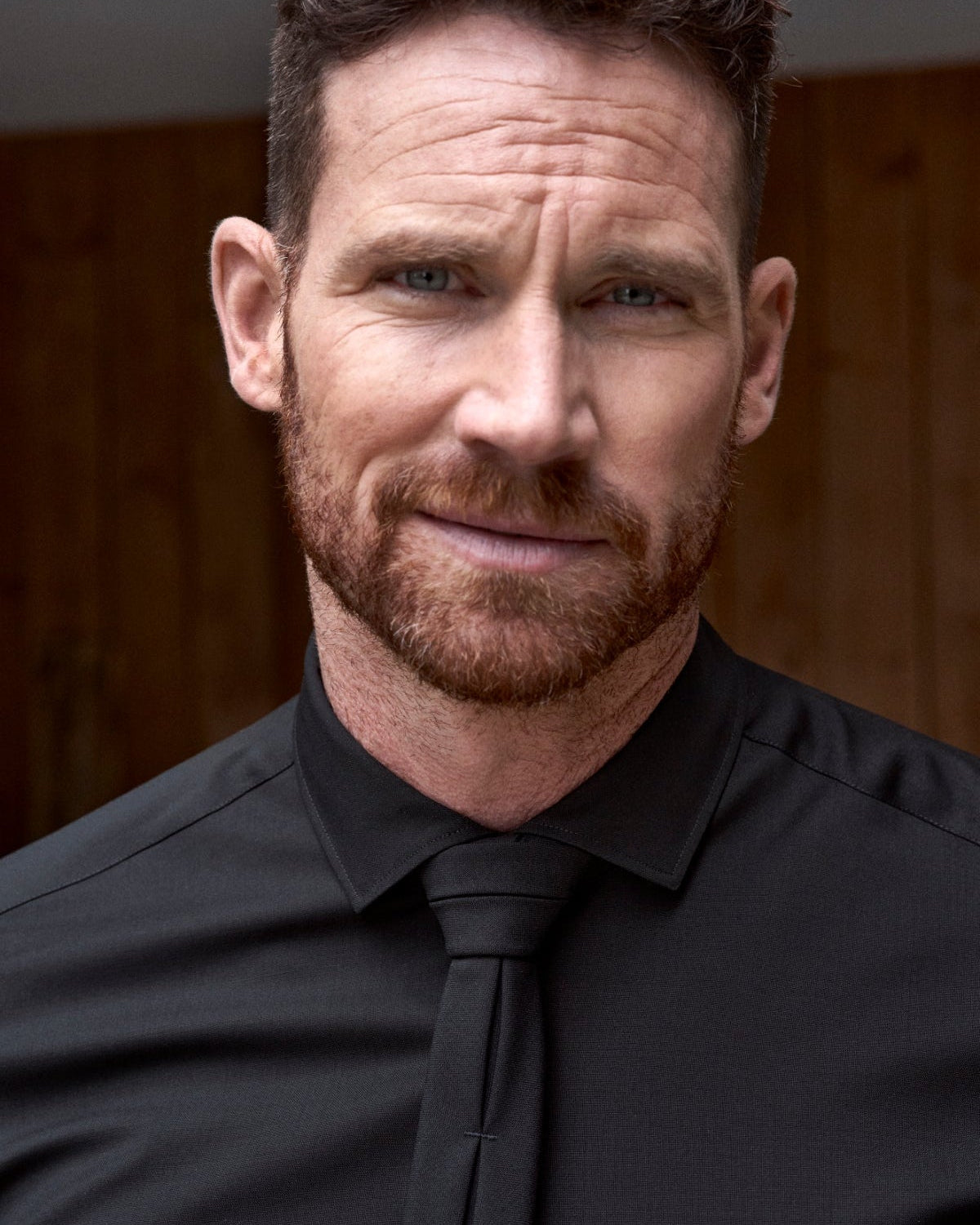 Formal black merino wool shirt