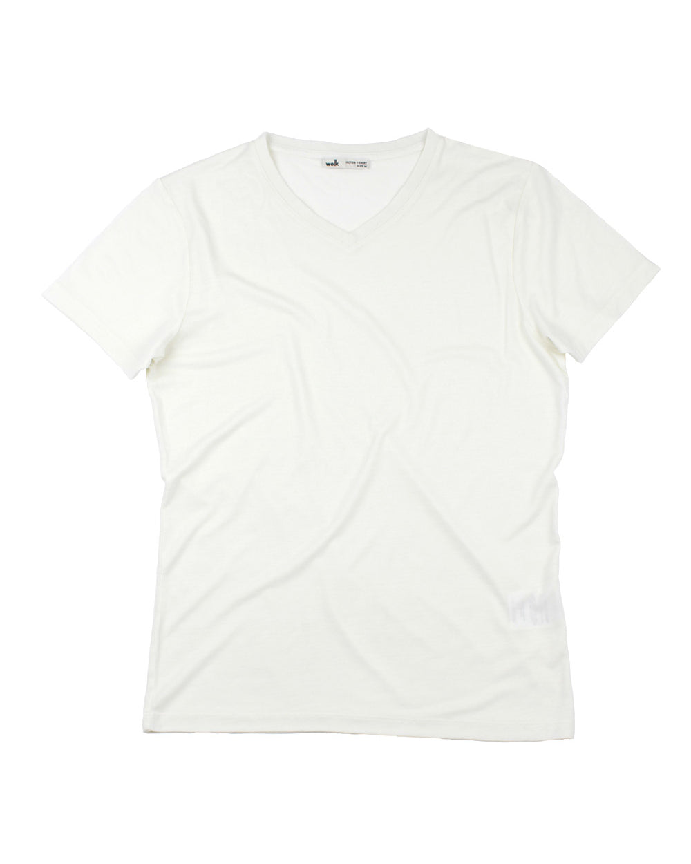 V-neck white merino wool T-shirt from Wolk in weight 170 g/sqm