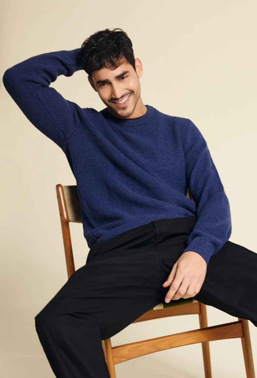 ENNOY MERINO WOOL SWEATER (NAVY) Mサイズ Wolk - Warm Merino wool jumper for men in navy blue