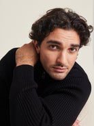 Wolk full zip merino wool sweater in black for men