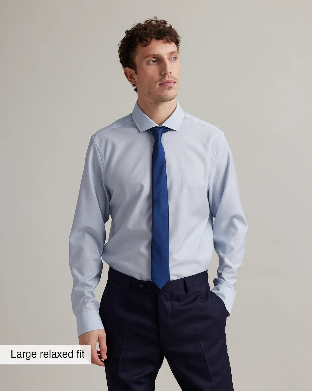 Merino Shirt with Spread Collar in Light Blue stripe. Made in Europe L Blue Hairline / Slim / XL Merino Shirt with Spread Collar in Light Blue stripe. Made in Europe L Blue Hairline / Slim / XL