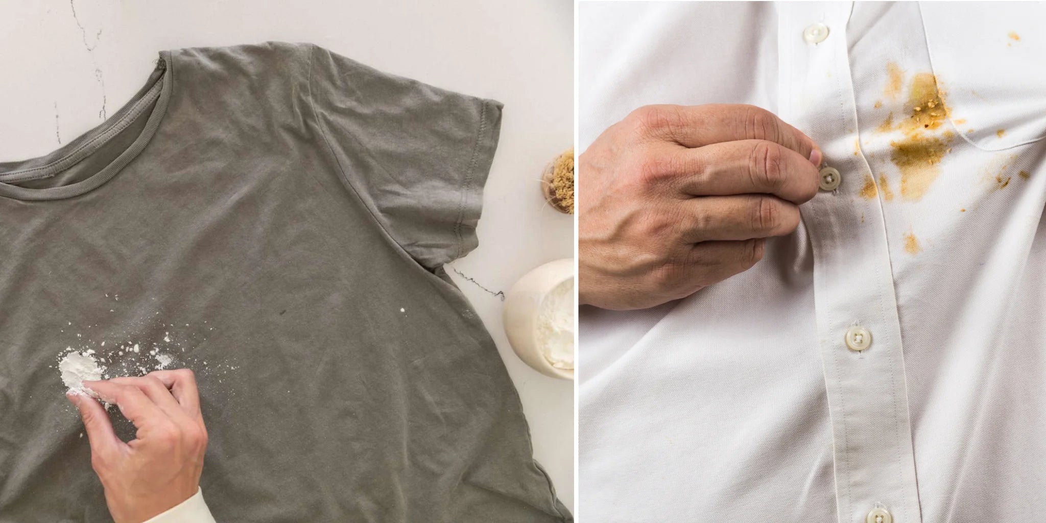 Merino wool shirt and T-shirt with stains