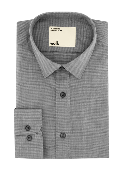 wolk merino wool shirt in grey ottoman
