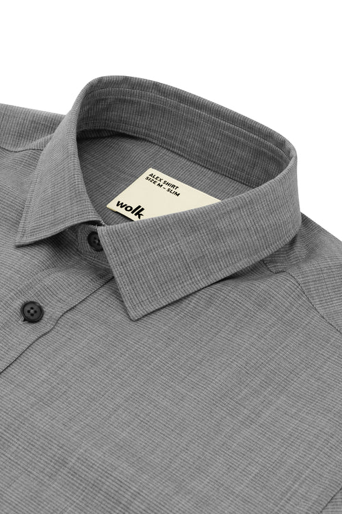 merino wool shirt with classic collar in grey ottoman