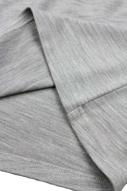double pique knitted merino wool on polo in grey melange color