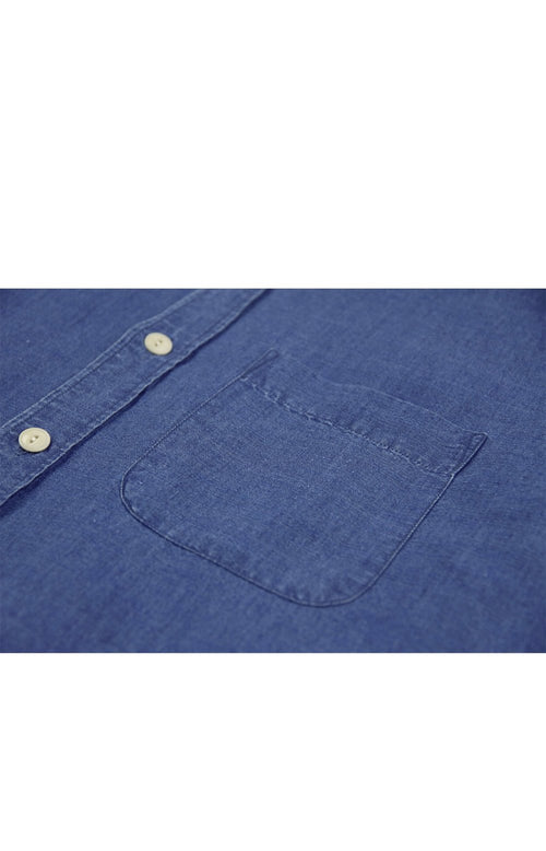 Wolk-Premium European Linen Men Shirt-Blue Indigo washed