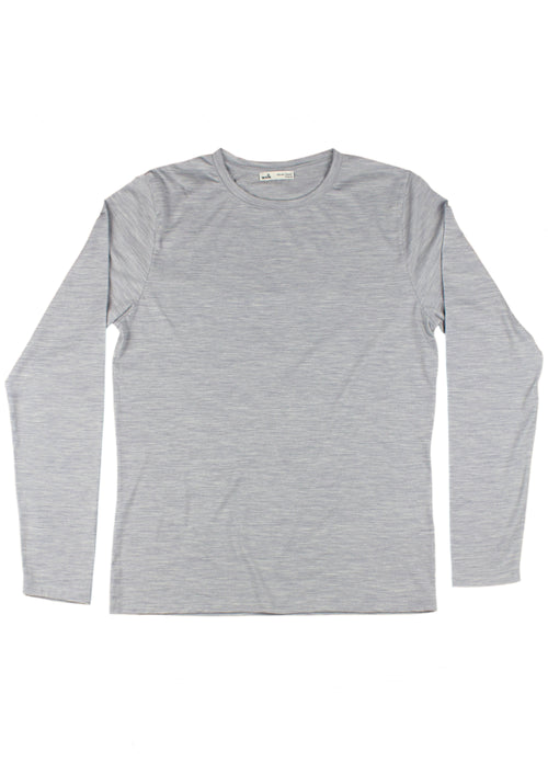 long sleeve merino wool T-shirt for men in light grey