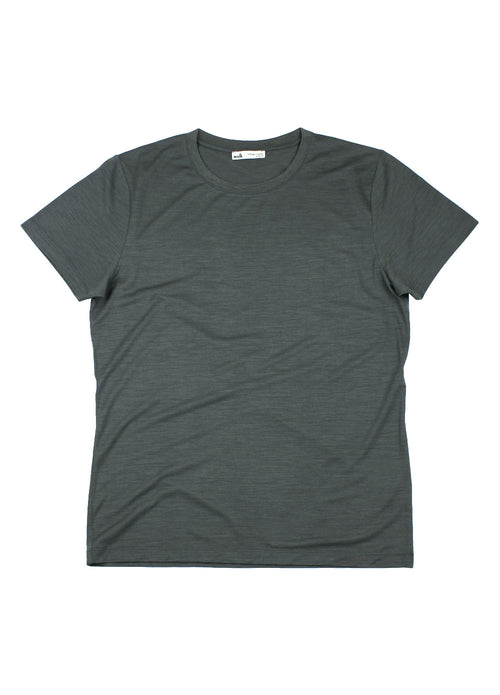 Merino wollen T-shirt voor heren met korte mouwen in donkergrijze kleur met ronde hals van Wolk