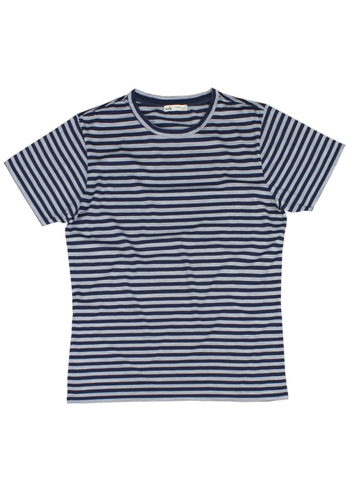 T-shirt in merino wool from wolk with grey and navy stripes