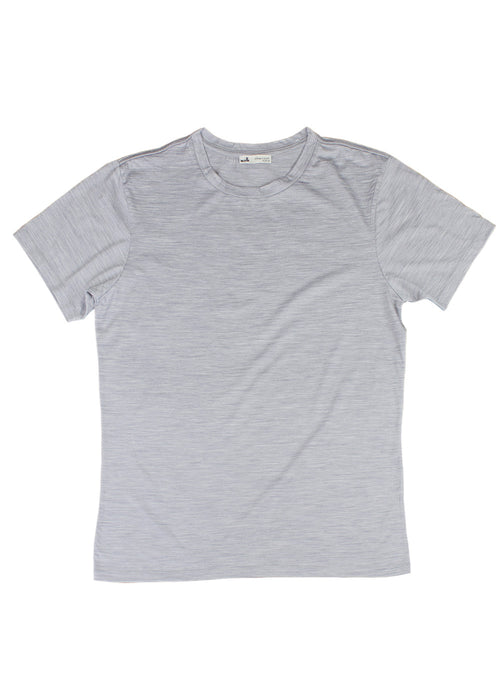 light grey merino wool T-shirt 160/gsm for men with crew neck
