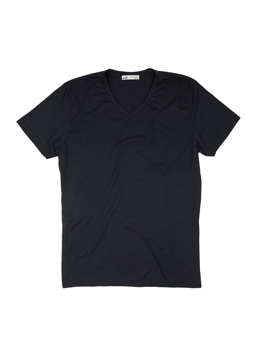 Wolk-Climaforce Merino T-shirt-zwart V-hals voor heren